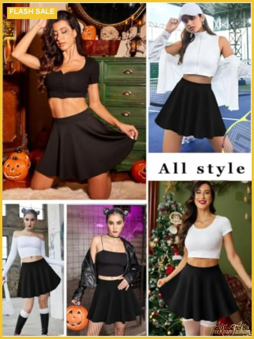Zeagoo Women's Mini Skater Skirt Stretch High Waist A-Line Party Club